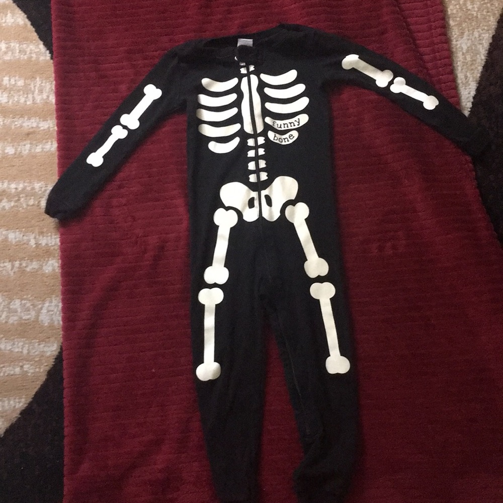 Toddler boys skeleton Halloween pj one piece